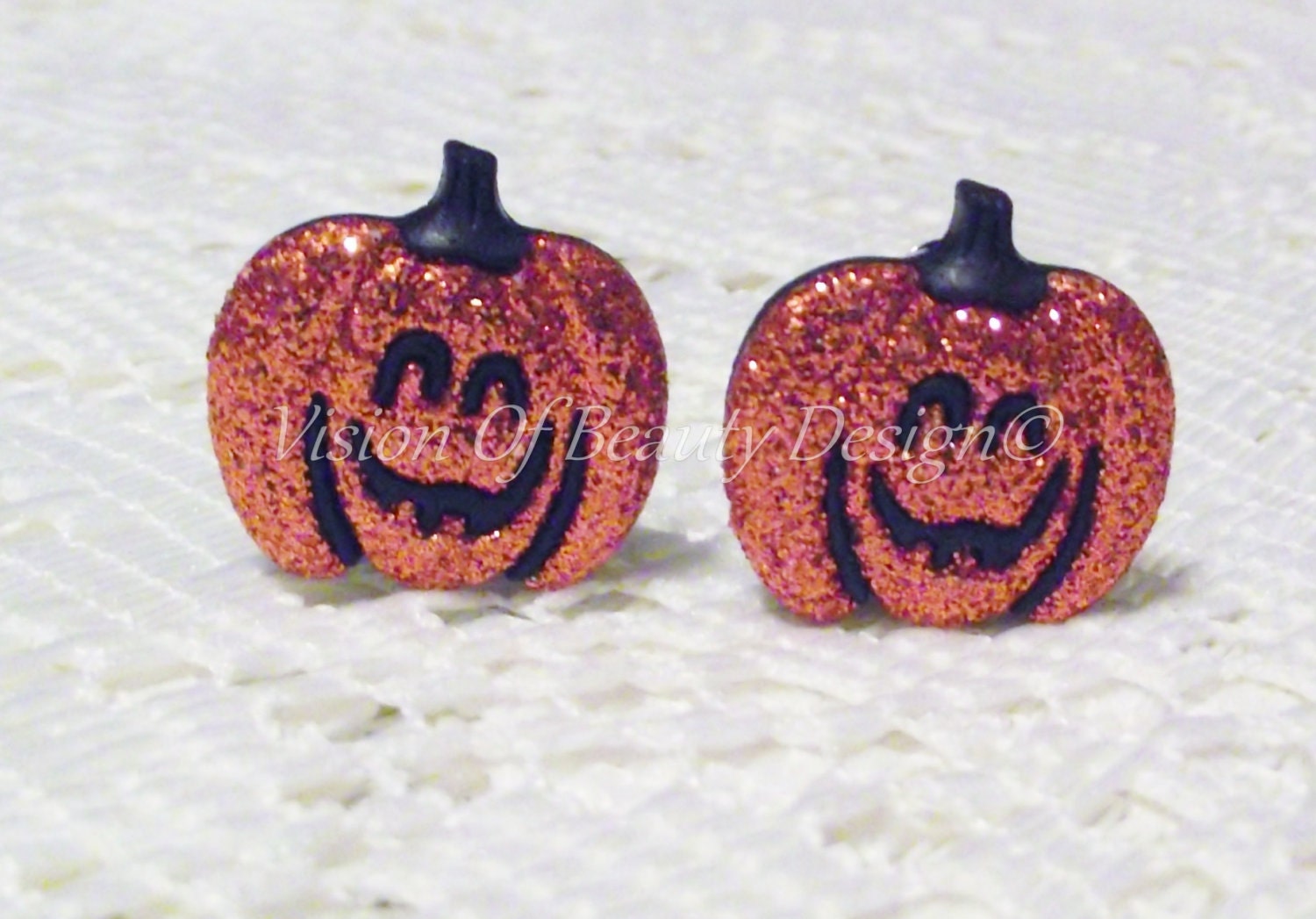 LAST PAIR Halloween Pumpkin Earrings Clip On or Post - visionofbeautydesign