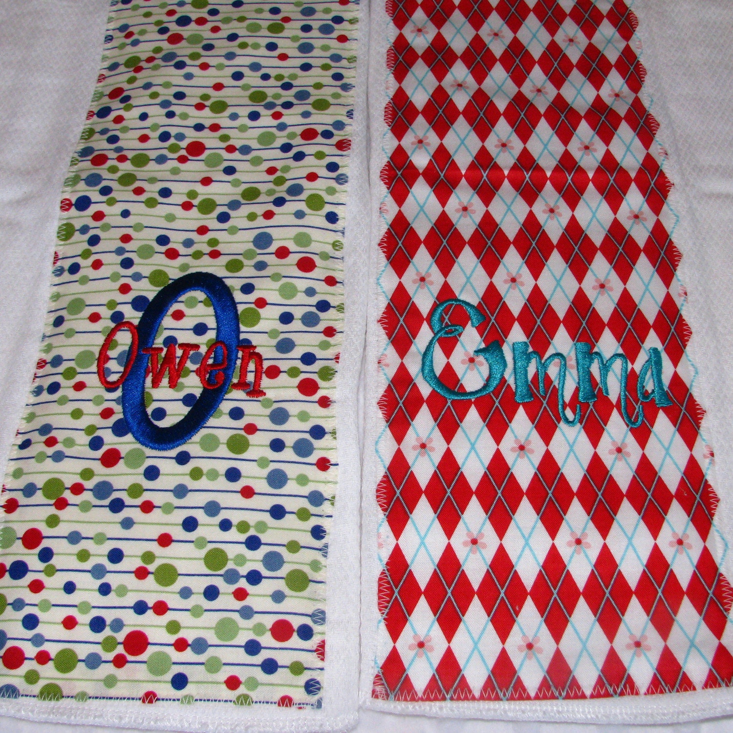 Burp Cloth Set of 2 - You Choose the Fabric...FREE Embroidery