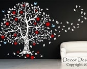 SALE SALE Huge Apple Tree Blowing in the Wind Vinyl Wall Decal SALE