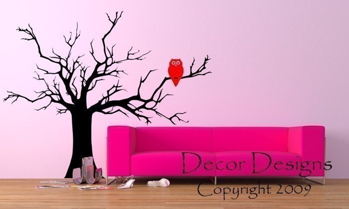 SALE SALE Huge Owl Tree Vinyl Wall Decal SALE