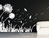 Dandelions Dragonflies and Cattails Wall Decal