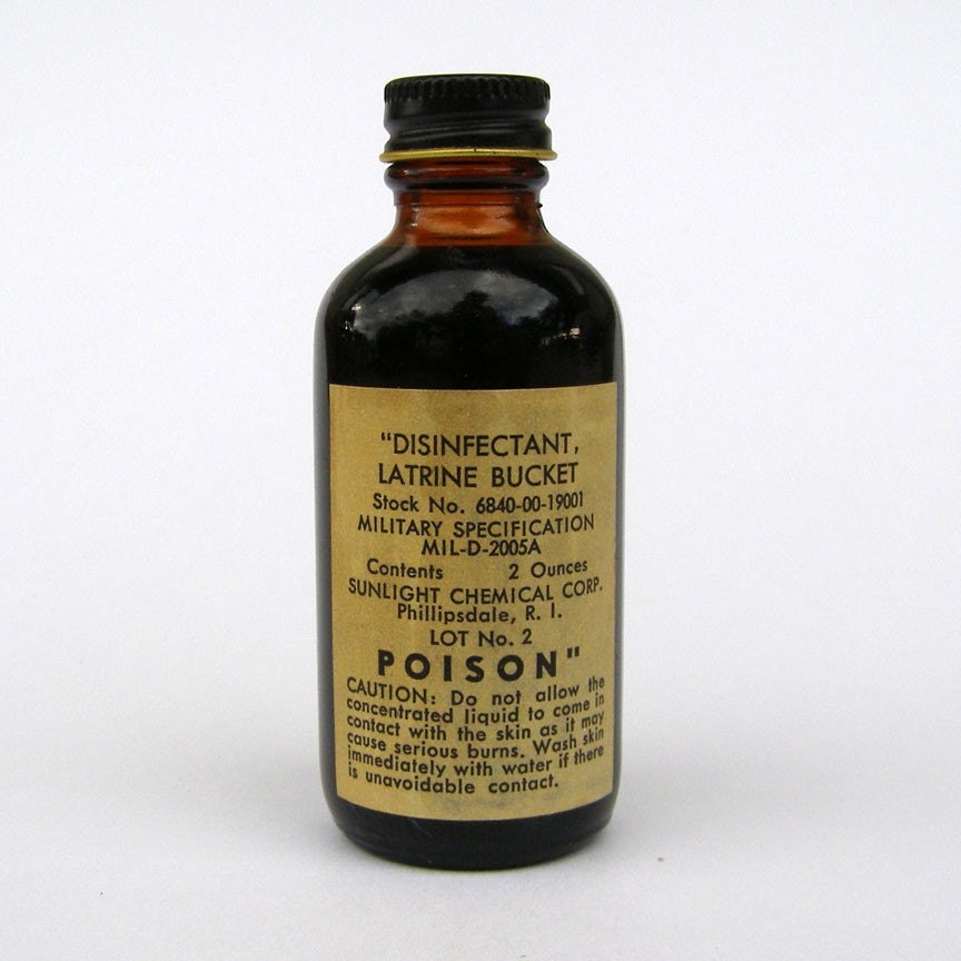 Vintage Military Latrine Bucket Disinfectant Bottle