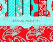 Pretty Paisley Digital Paper Pack - 8 Digital Papers - 12x12 300DPI
