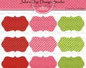 Fiona 9 Piece Digital Tag Set - Red,Lime Green and Pink
