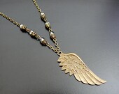Gothic Necklace Angel Wing Wedding Bride Bridal Groom Dark Noir Victorian Vampire Aviator Men Women Steam Punk Jewellery Gothic Jewelry