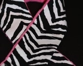 Camera Strap Slipcover Black and White Zebra with Bright Pink Minky slip cover Free Lens Cap Pocket