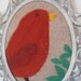 Bird Art -- Copper Bird Fiber Folk Art in Vintage Frame