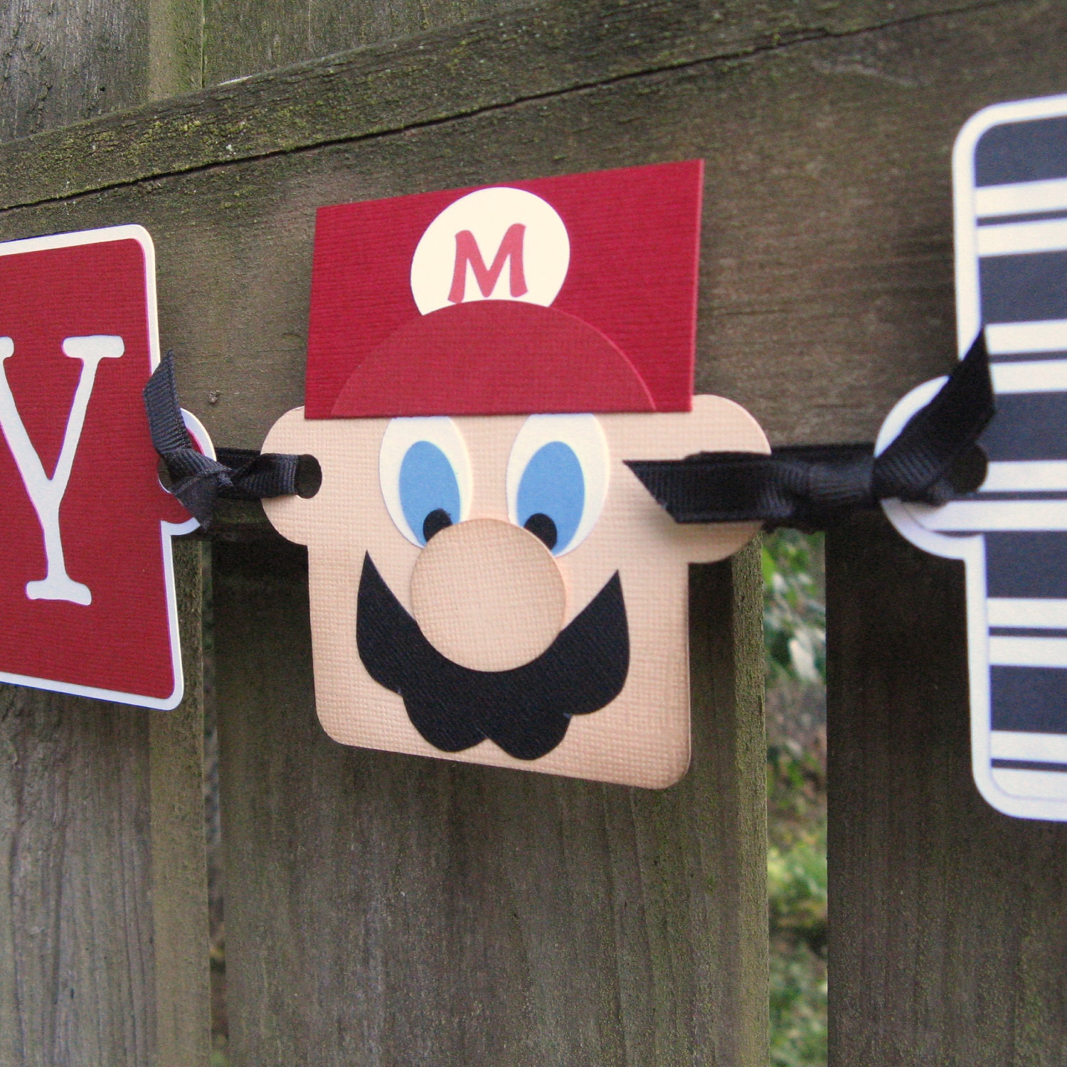 Mario Birthday Banner - It's Mario Time - Happy Birthday Garland