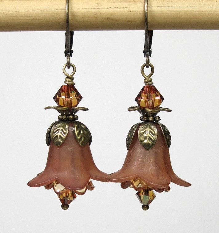 French Roast Coffee, Lucite Flower Earrings