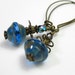 Sapphire Blue Vintage Style Earrings, Firepolished Czech Glass, Dangle Earrings, Womens Accessories, Gifts for Her, Monaco Blue