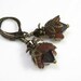 Flower Earrings, Chocolate, Gumdrop, Vintage Style, Swarovski, Antiqued Brass