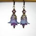 Lavender Blue, Teal, Crystal Flower Earrings