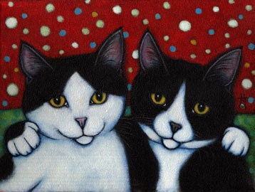 SALE   2 Cats who are Best Friends.  ACEO print