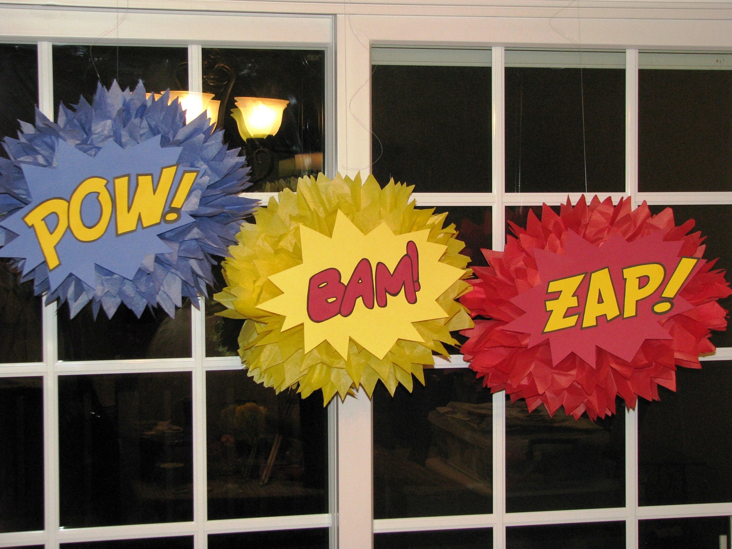 Superhero tissue paper pompom kit Pow Bam Zap CHOICE OF ONE