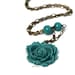 Teal Rose Necklace - Flower Jewelry. Brass and Resin. Romantic. Mermaid.