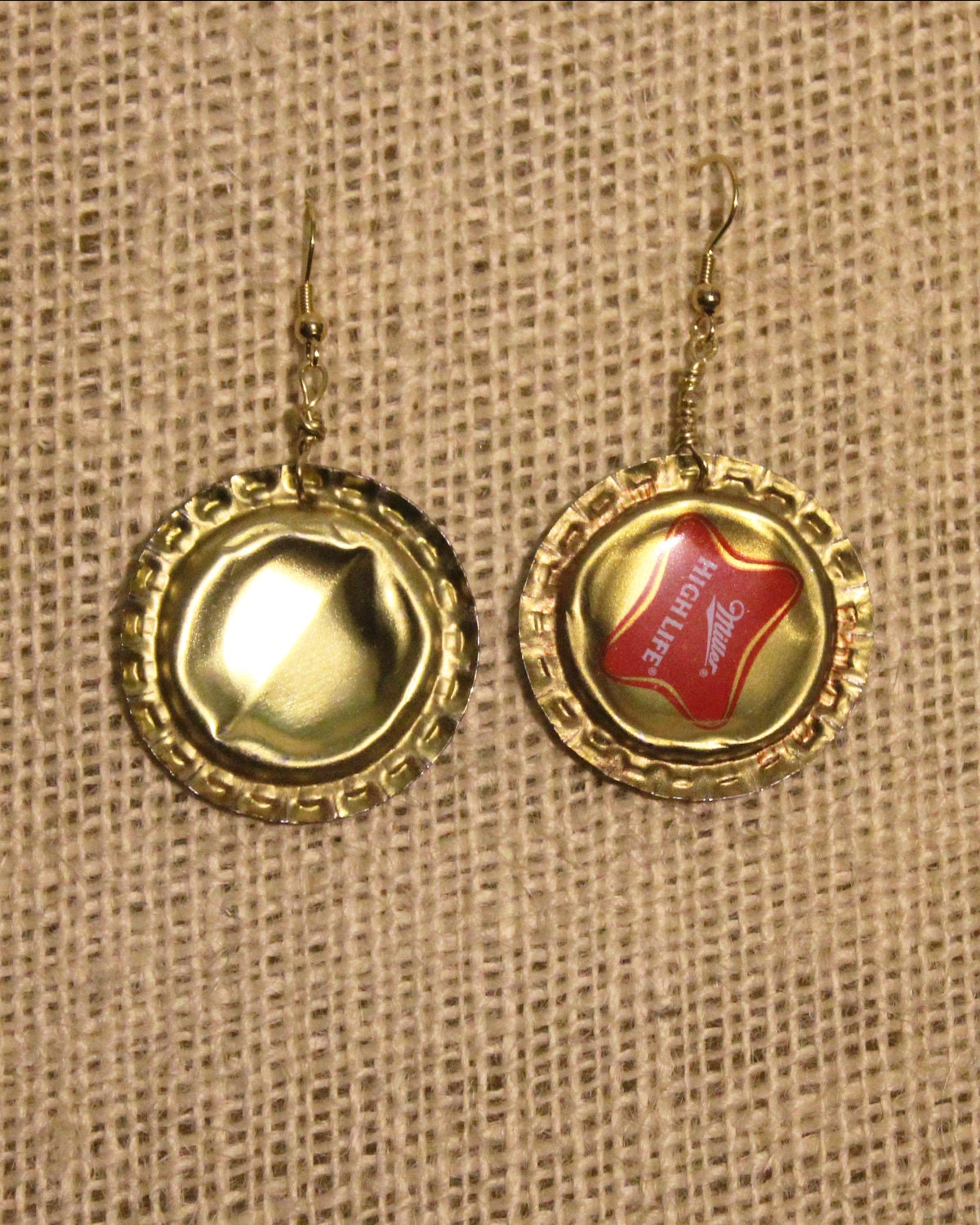 Golden High Life Single Beer Cap Earrings