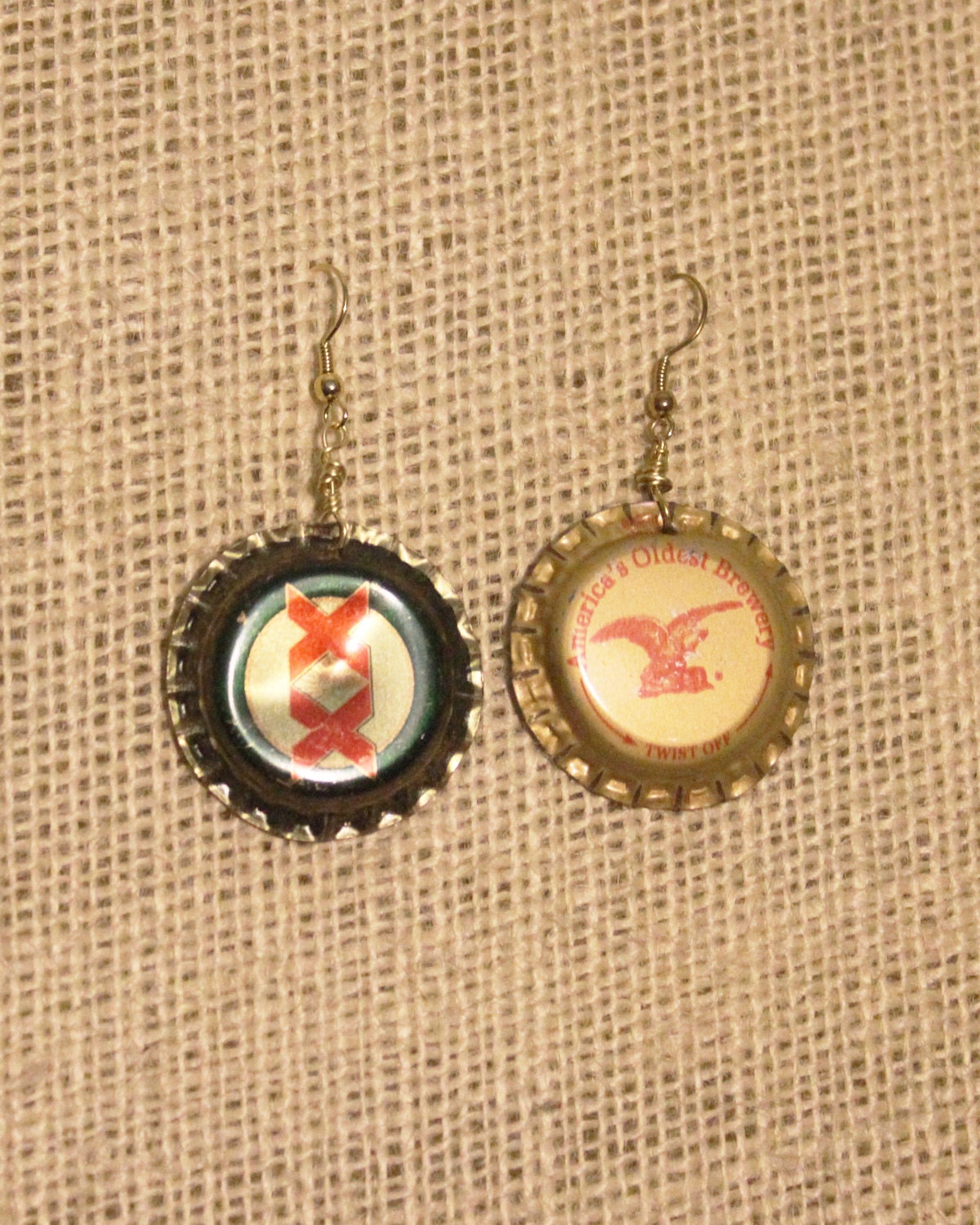 Dos Equis & Yuengling Single Beer Cap Earrings