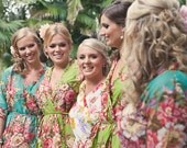 SALE- Set of 6 Kimono Crossover Robe Spa Wrap Perfect bridesmaids gift, getting ready robes, Bridal shower party favors, Wedding photo prop