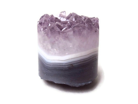 Amethyst Cylinder, Druzy Amethyst Cut Gemstone, Metaphysical Crystal for Reiki Healing, New Age Spiritual Supplies (AMC11A)