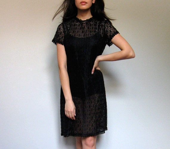 See Through Dress Shift Short Sleeve Spring Fashion M/ L