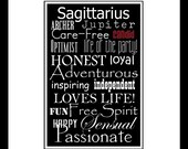 Subway Sign Art Sagittarius Zodiac Typography Print 5x7 in an 8x10 mat