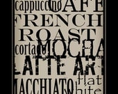 Subway Art Sign Coffee Typography  Print 11x17