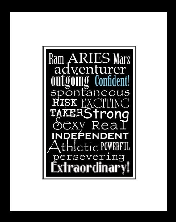 BOGO - Subway Art Sign Aries Zodiac Typography Art Print 5x7 in an 8x10 mat