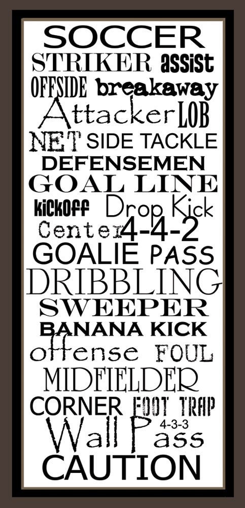 Subway Sign Art Soccer Sports Typography Word Print 10x20
