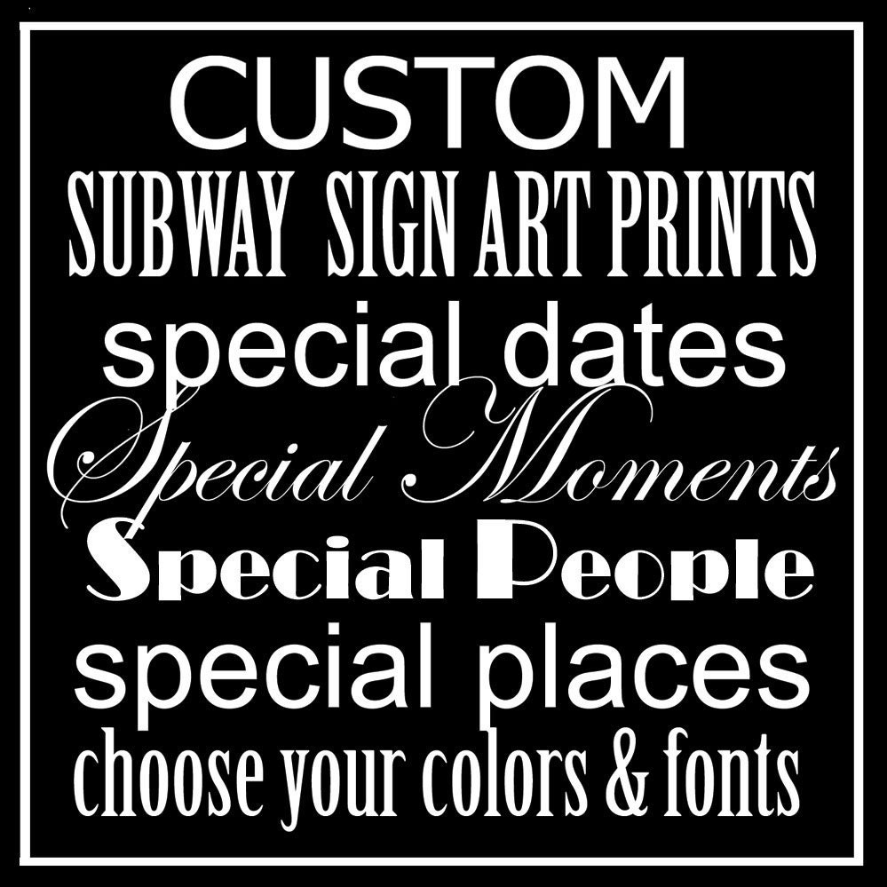 Subway Art Sign Custom Typography Art Print 11.75x36