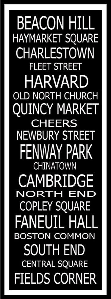Subway Art Sign Boston Destination Typography Print 11.75x36