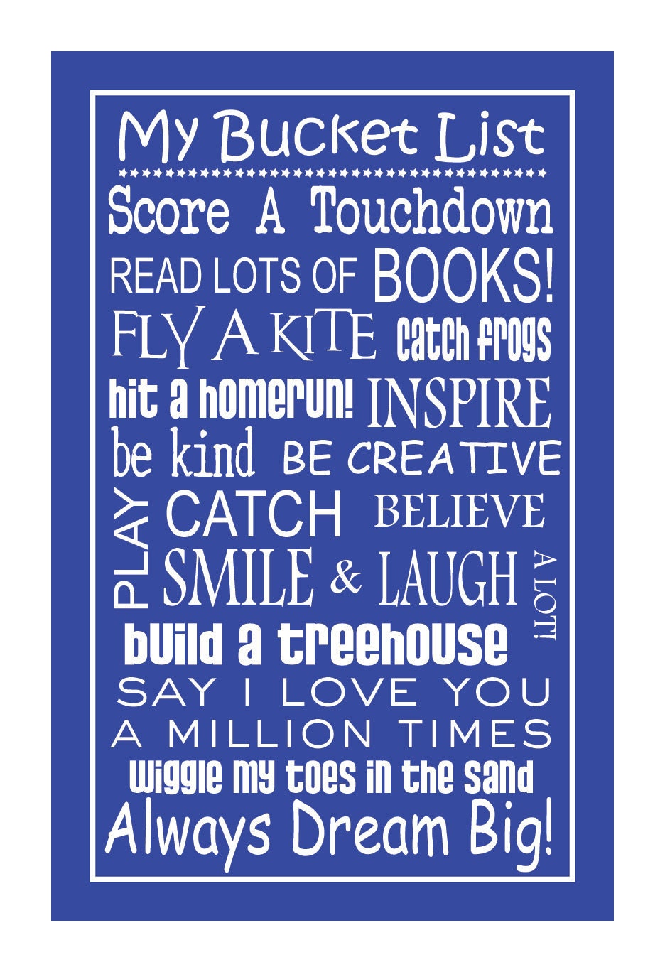 Subway Art Sign Children's Bucket List Print 11x17