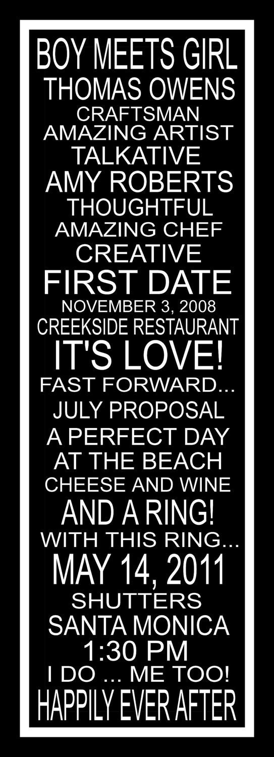 Subway Art Sign Personalized Typography Wedding/Anniversary/Engagement Print 11.75x36