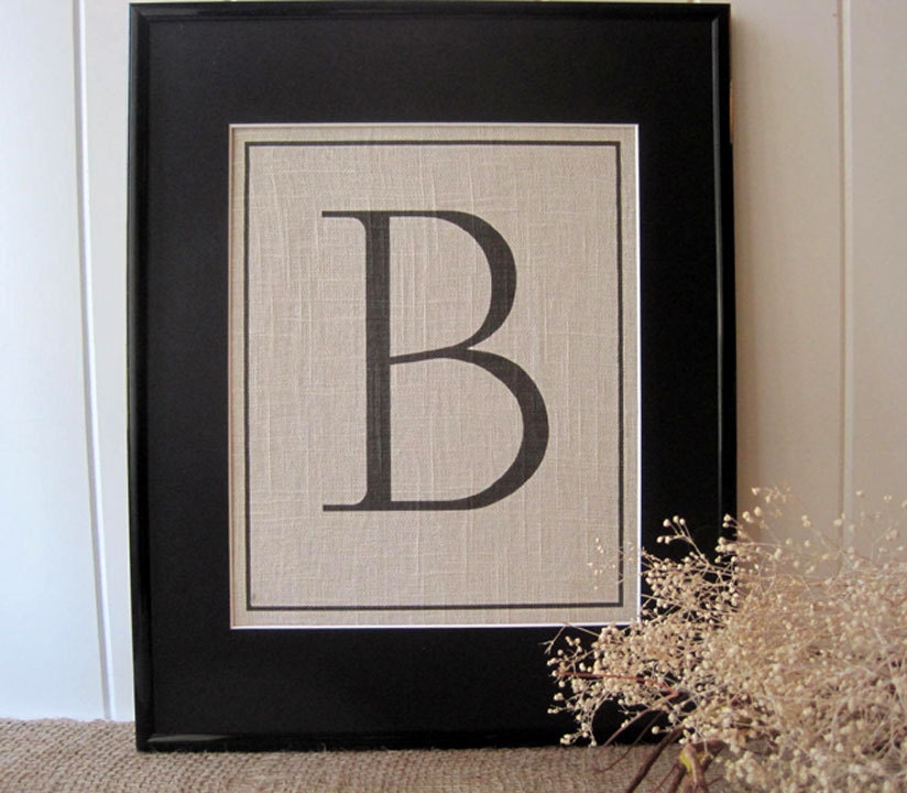 BOGO - Linen Burlap Monogram Matted Typography Print