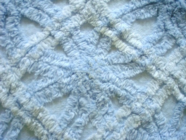 Free Shipping 25X20 PLUSH BLUE'S Vintage Chenille Bedspread Fabric Fluffy Calm Medium Shade Romance Femininity