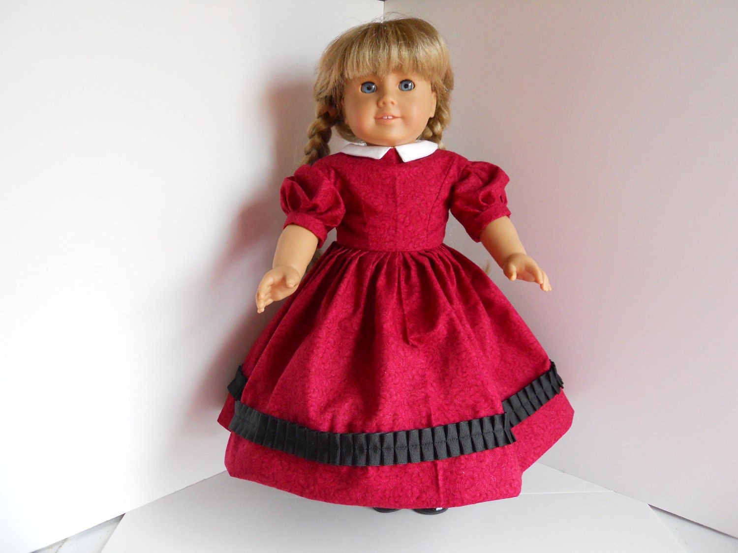 American Girl Red Dress Petticoat Set Doll Dress Historical 1860s 18 Inch Doll Outfit