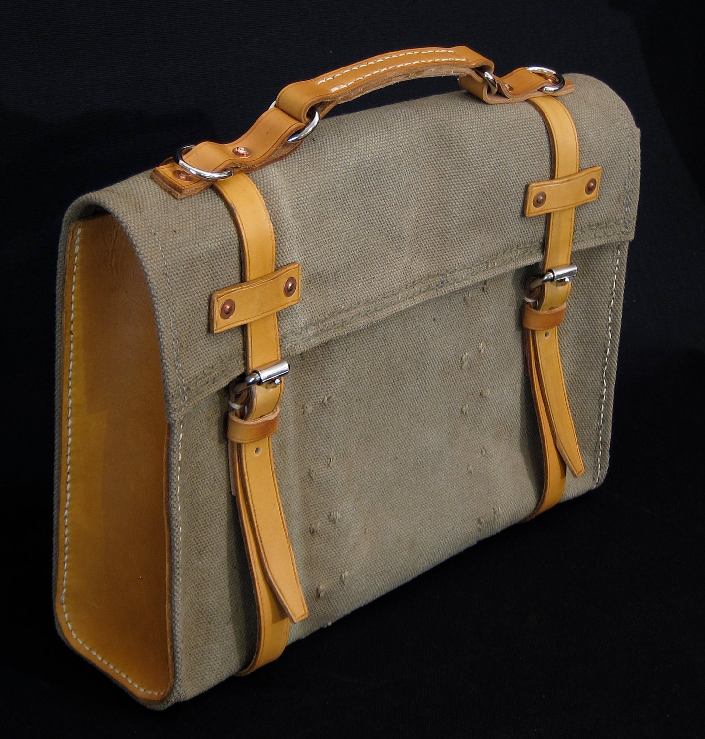 Repurposed Canvas and Leather Satchel by WDurableGoods on Etsy