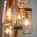 Dazzling Diamonds Mason Jar Chandelier - Mason Jar Light Pint Sized Quilted Ball Swag Light - Upcycled Rustic Eco Friendly BootsNGus Design