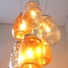 Mason Jar Chandelier - Mason Jar Lighting - Amber Sunset Clear and Tangerine - Handcrafted UpCycled BootsNGus Hanging Pendant Light Fixture