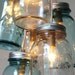 Mason Jar Chandelier - Mason Jar Light - Modern Industrial Ocean Sapphire - Handcrafted UpCycled BootsNGus Hanging Pendant Lighting Fixture
