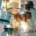 Ocean Sapphire Mason Jar Chandelier - Mason Jar Light - Modern Industrial Handcrafted UpCycled BootsNGus Hanging Pendant Lighting Fixture