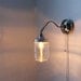 City Lights -Industrial Stainless Steel Gooseneck Wall Sconce - Clear Glass Lamp Shade - UpCycled BootsNGus Lighting Fixture