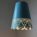 Summer Sky - Baby Blue UpCycled Mesh Lace Metal Garden Planter Hanging Pendant Lighting Fixture - BootsNGus Lamp Design