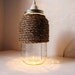 The Hive - Set of 3 - Half Gallon Quart Sized Mason Jar Pendant Lights - UpCycled Handcrafted BootsNGus Lighting Fixture Wrapped in Rope