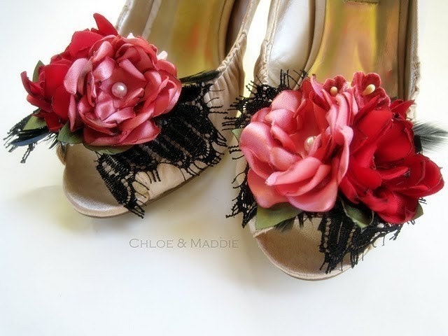 SAVANNAH Handmade Floral bouquet shoe clips, boudoir, weddings, special occasions
