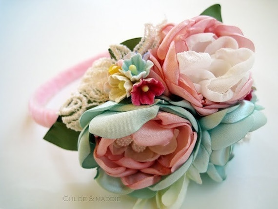 ADDISON Vintage Inspired handmade garden flower headband