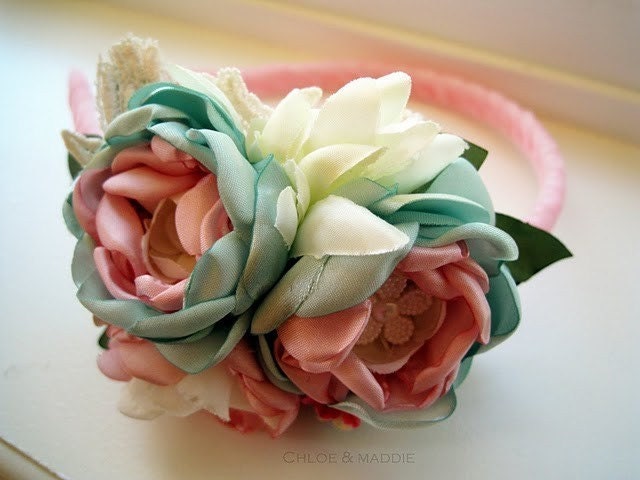 ADDISON Vintage Inspired handmade garden flower headband