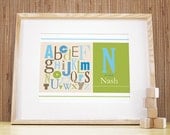 11x14 Custom ABC Print - Blue/Green