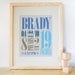 Personalized Baby Art, Kids Wall Art, Wall Decor for Baby Nursery. 8x10 Custom Birth Print - Pool Blue/Brown