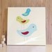 Nursery Art, Decor for Baby Nursery, Kids and Children Rooms. 20x20 Stacked Birds Canvas - Blue