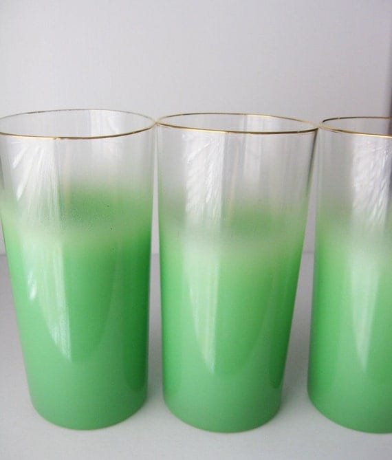 Green Frosted Cocktail Glasses